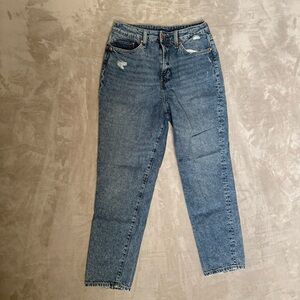 H&M Mom Jeans Ultra High Waist Distressed Vintage Wash Women Size 10